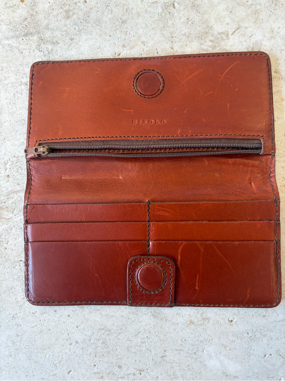 Nisolo Chestnut Leather Card & Key Wallet